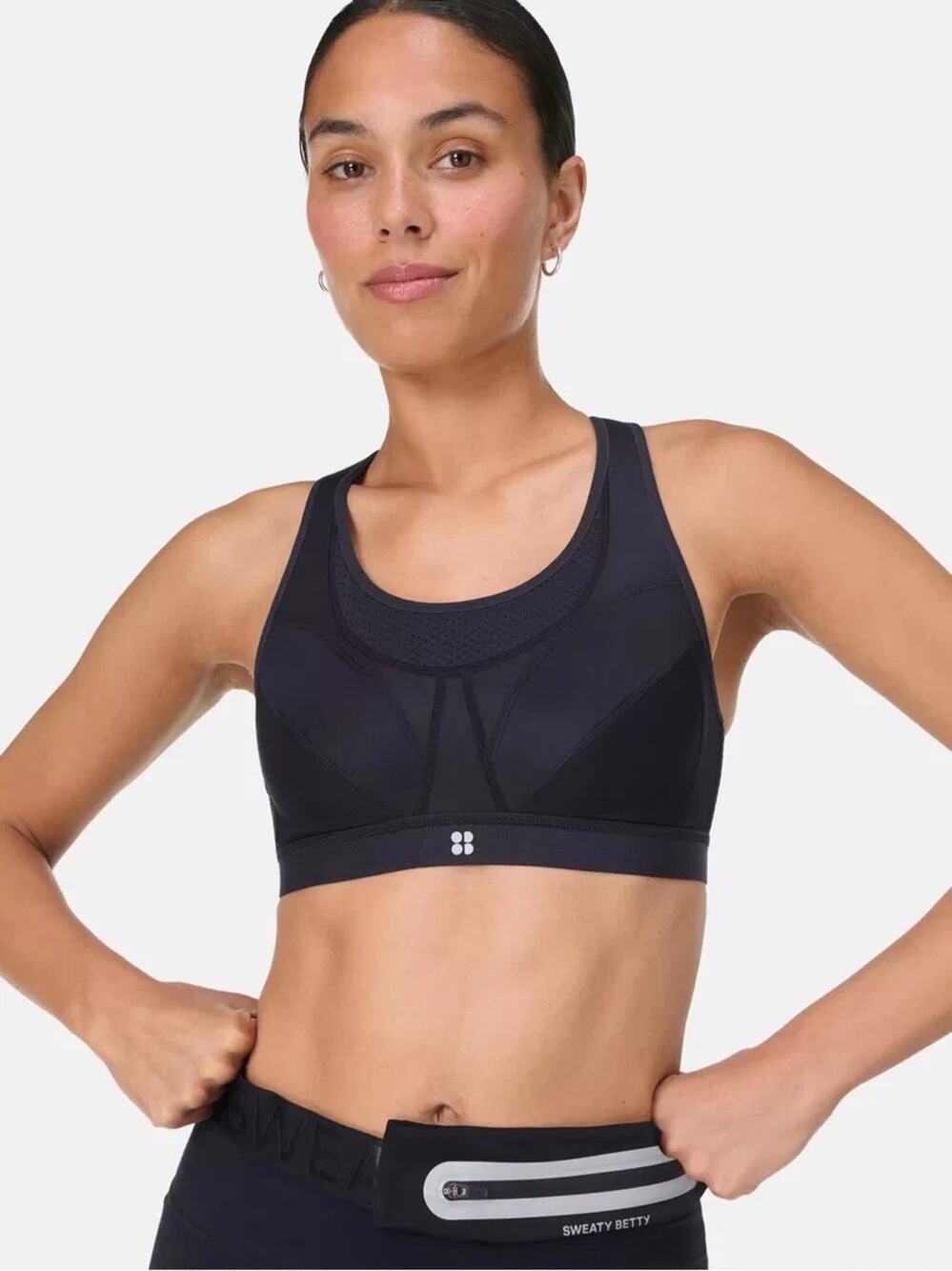 Sweaty Betty Ultra Running Sports Bra Black Mesh Size 36E